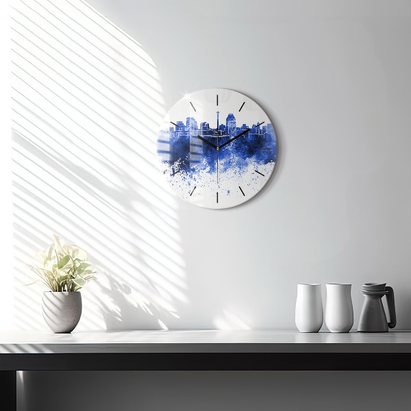 Round glass wall clock San Antonio Watercolors