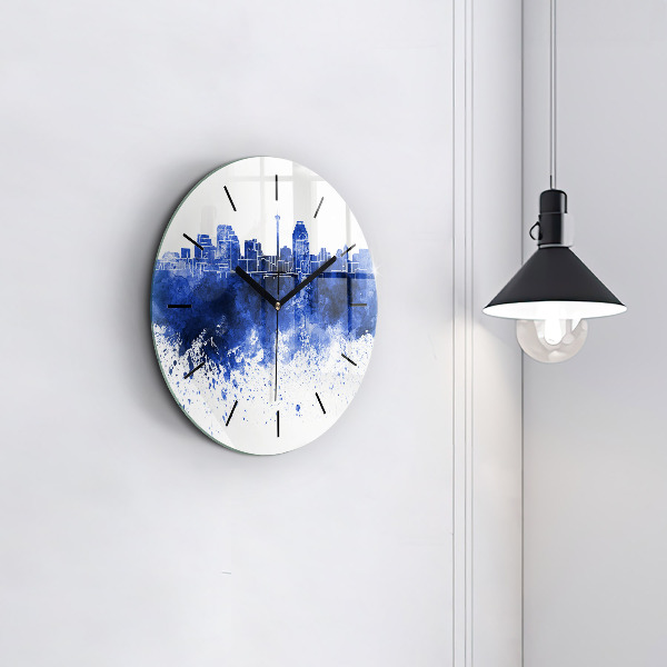 Round glass wall clock San Antonio Watercolors