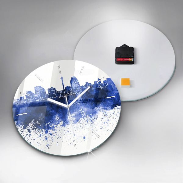 Round glass wall clock San Antonio Watercolors