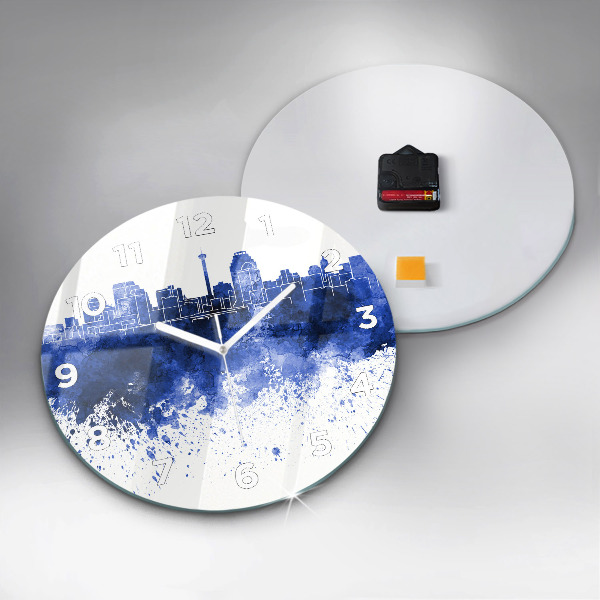 Round glass wall clock San Antonio Watercolors