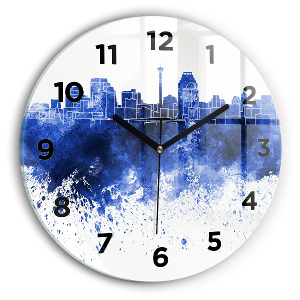 Round glass wall clock San Antonio Watercolors
