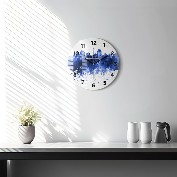 Round glass wall clock San Antonio Watercolors