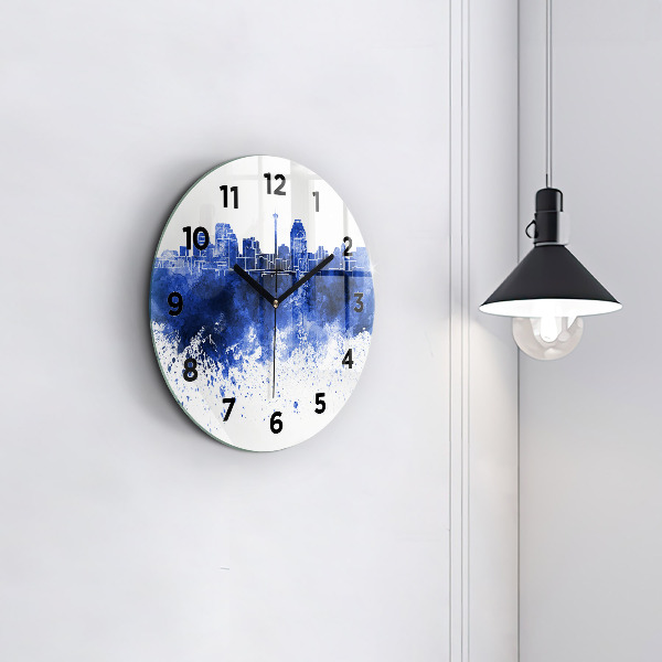 Round glass wall clock San Antonio Watercolors