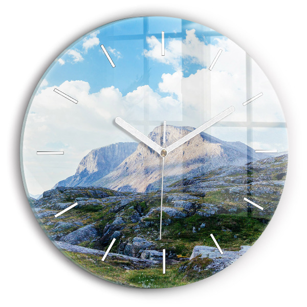 Round glass wall clock Rocky Landscape