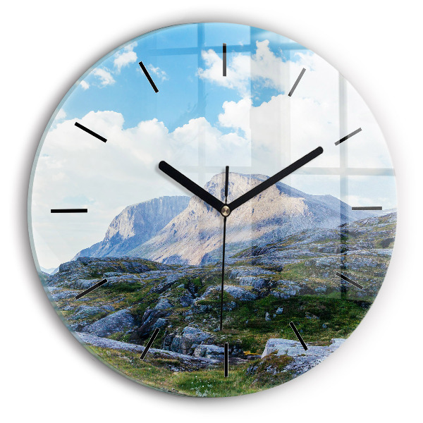 Round glass wall clock Rocky Landscape