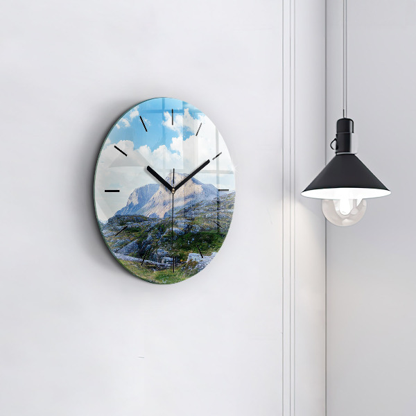 Round glass wall clock Rocky Landscape
