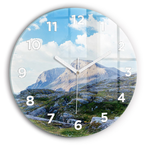 Round glass wall clock Rocky Landscape
