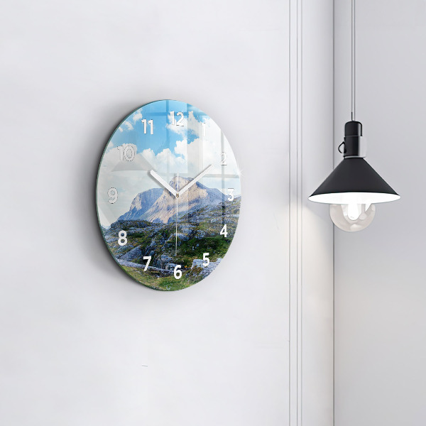 Round glass wall clock Rocky Landscape