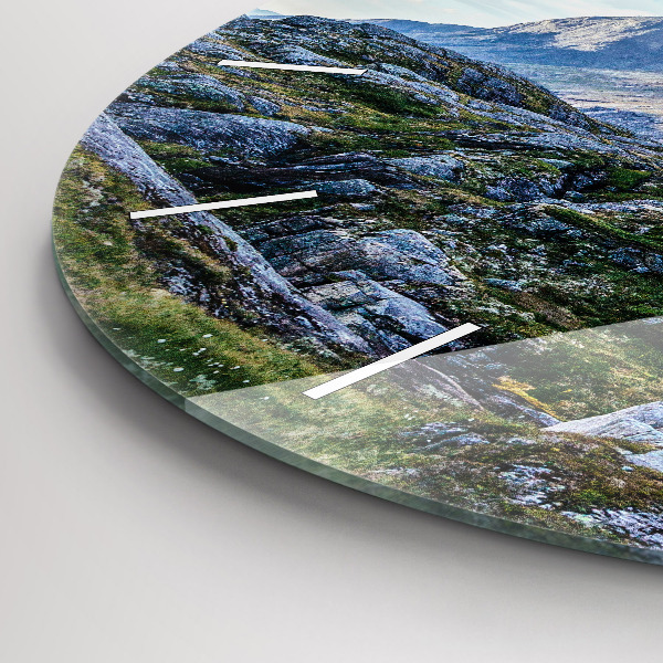 Round glass wall clock Rocky Landscape