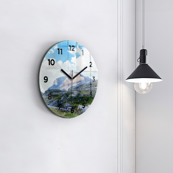 Round glass wall clock Rocky Landscape