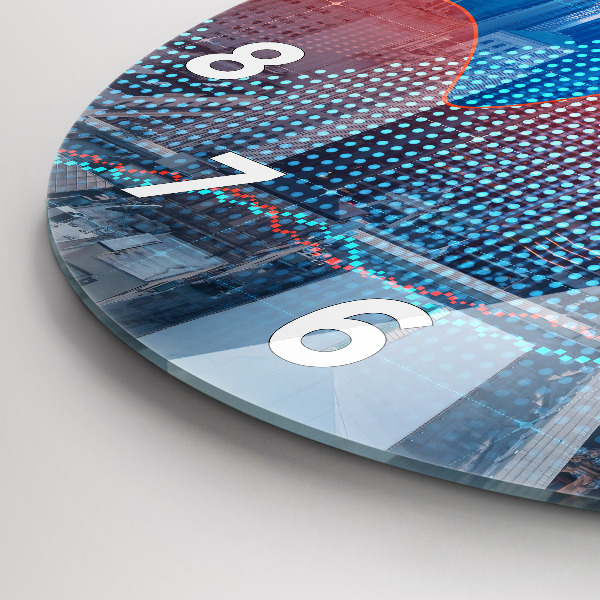 Round glass wall clock Skyscrapers in Philadelphia