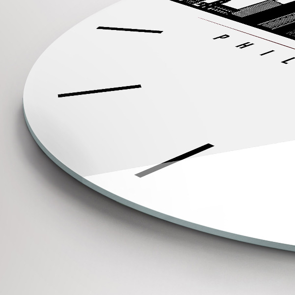 Round glass wall clock Philadelphia illustration