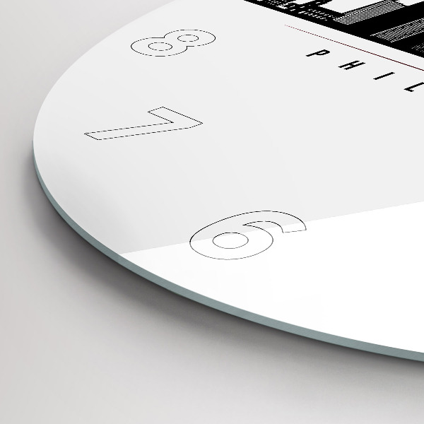 Round glass wall clock Philadelphia illustration