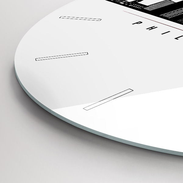 Round glass wall clock Philadelphia illustration