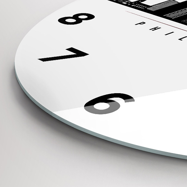 Round glass wall clock Philadelphia illustration