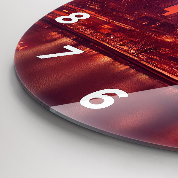 Round glass wall clock Philadelphia City at Night