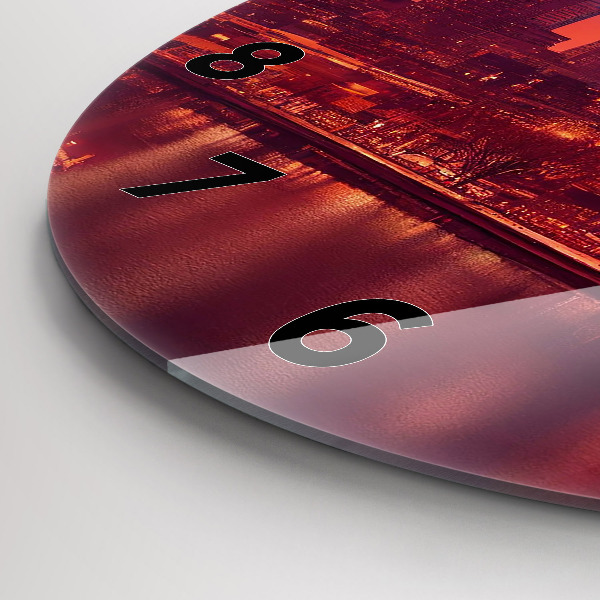 Round glass wall clock Philadelphia City at Night