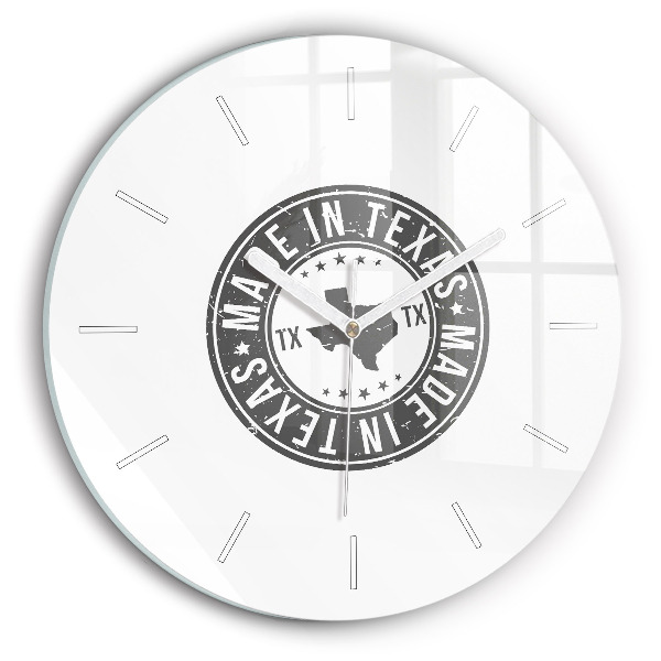 Round glass wall clock Texas stamp
