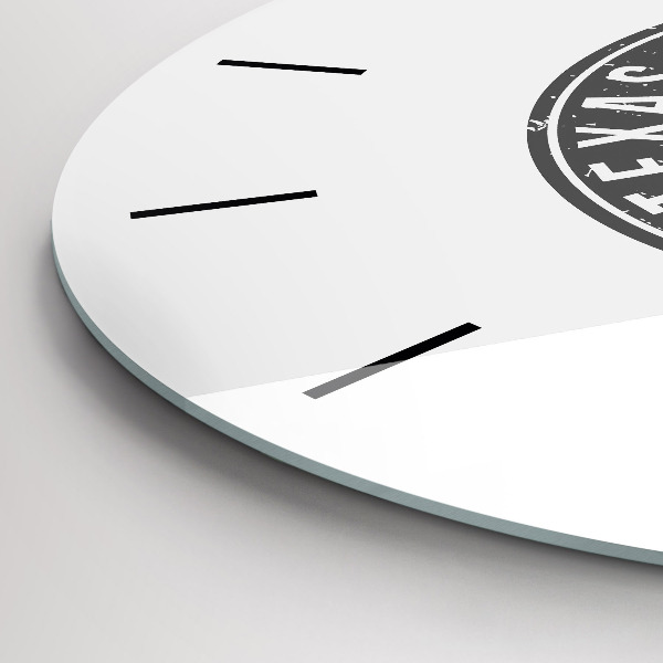 Round glass wall clock Texas stamp