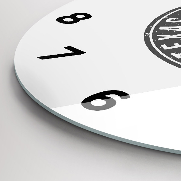Round glass wall clock Texas stamp