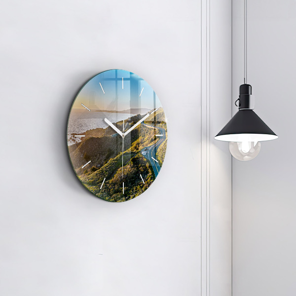 Round glass wall clock The Road to San Francisco