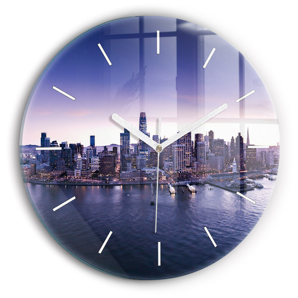 Round glass wall clock View of San Francisco