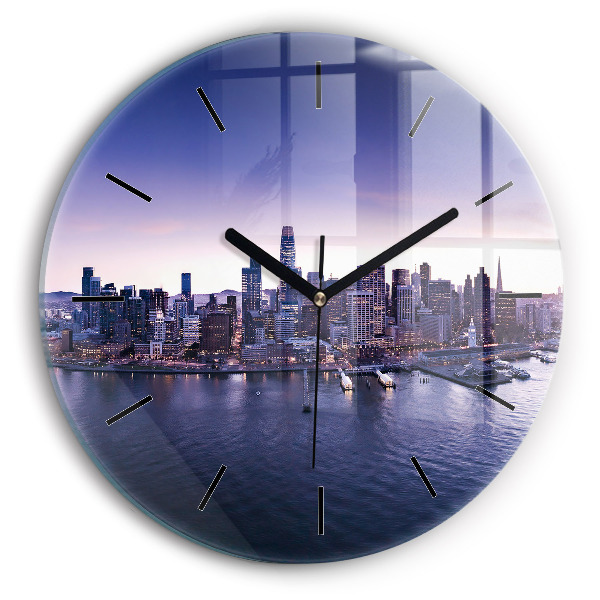 Round glass wall clock View of San Francisco