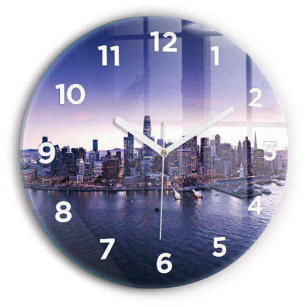 Round glass wall clock View of San Francisco