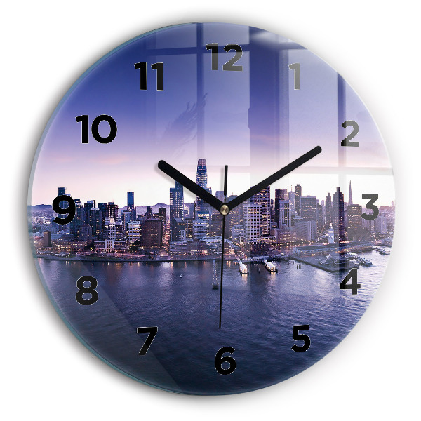Round glass wall clock View of San Francisco