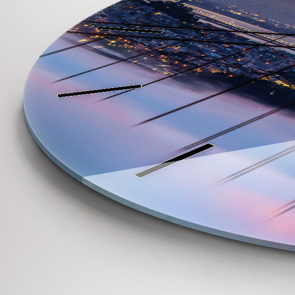 Round glass wall clock San Francisco Bridge