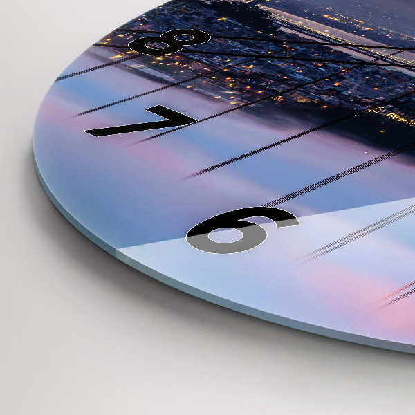 Round glass wall clock San Francisco Bridge