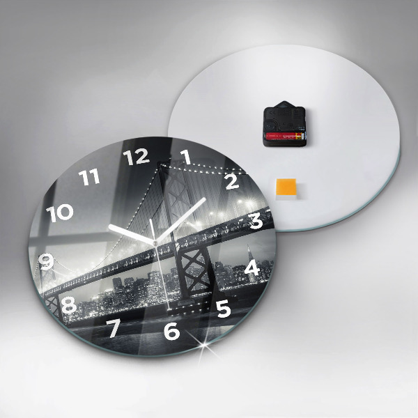 Round glass wall clock San Francisco Bridge at Night