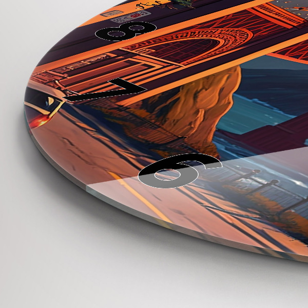 Round glass wall clock San Francisco Bridge