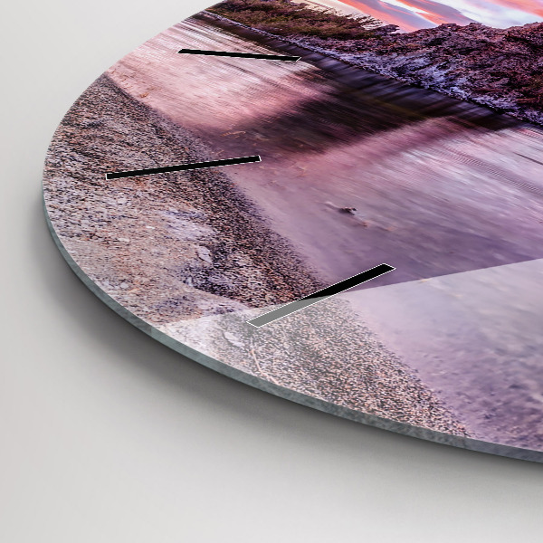 Round glass wall clock California Sunrise