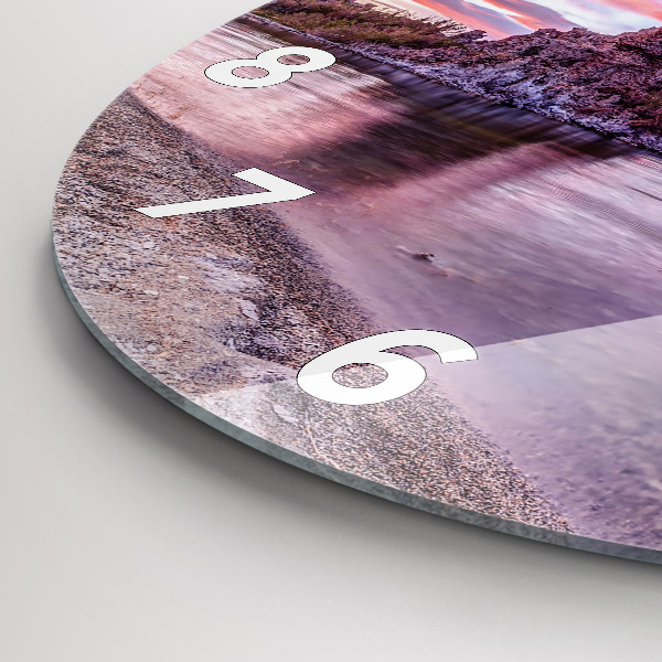 Round glass wall clock California Sunrise