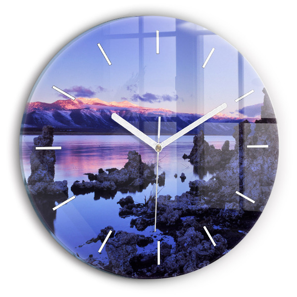 Round glass wall clock Lake California