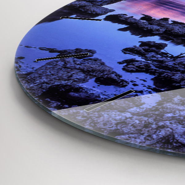 Round glass wall clock Lake California