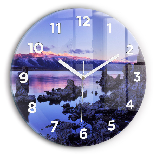 Round glass wall clock Lake California