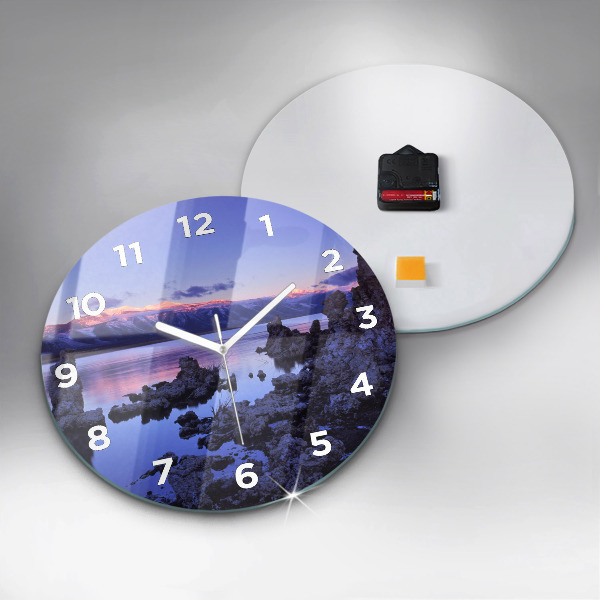 Round glass wall clock Lake California
