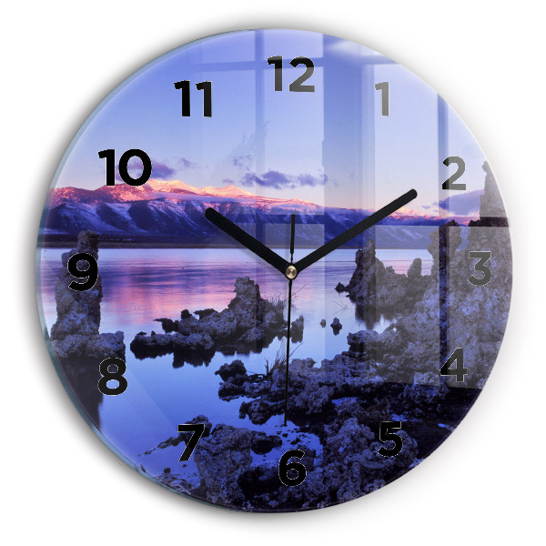 Round glass wall clock Lake California