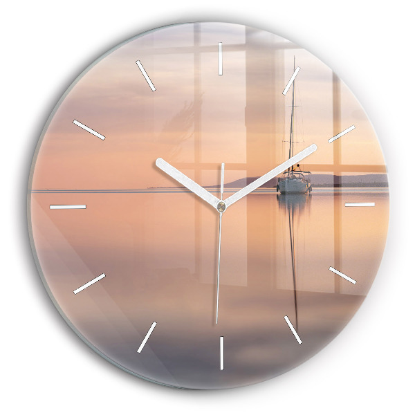 Round glass wall clock Lake Balaton USA