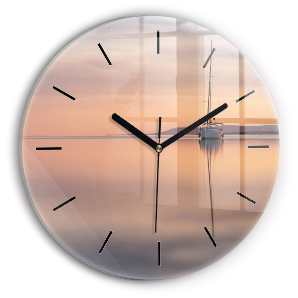 Round glass wall clock Lake Balaton USA