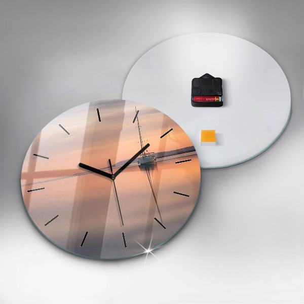 Round glass wall clock Lake Balaton USA