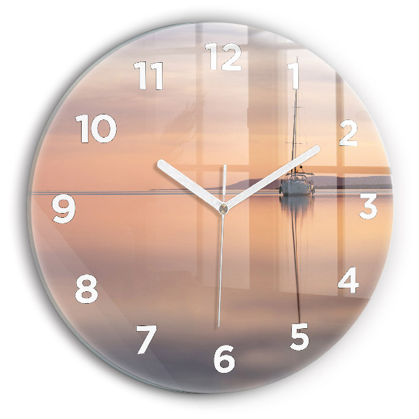 Round glass wall clock Lake Balaton USA