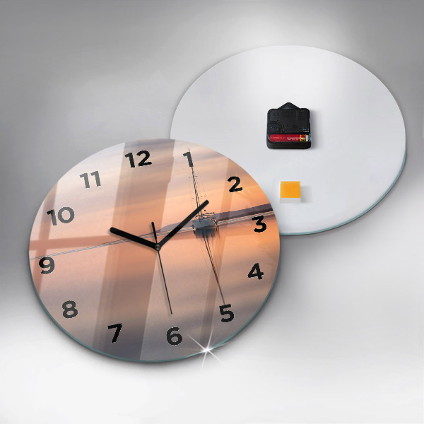 Round glass wall clock Lake Balaton USA