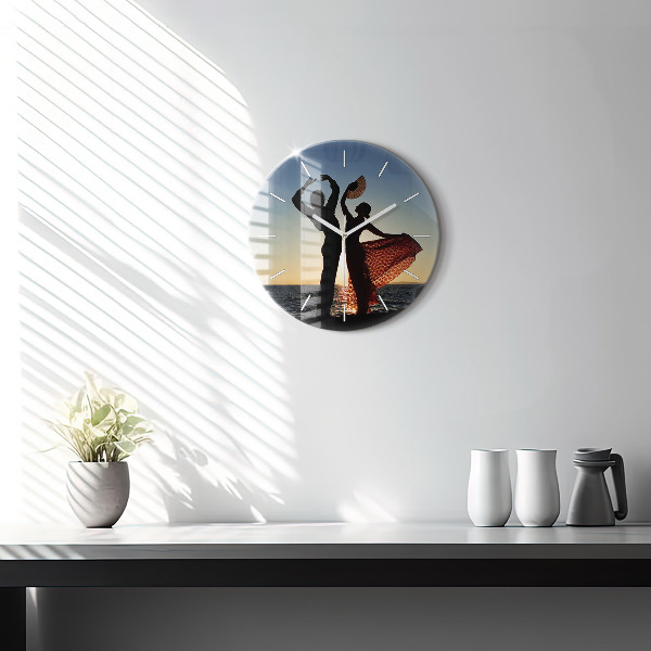 Round glass wall clock Spanish Dance at Sea