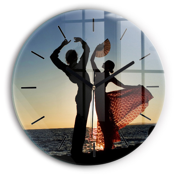 Round glass wall clock Spanish Dance at Sea