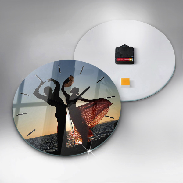 Round glass wall clock Spanish Dance at Sea