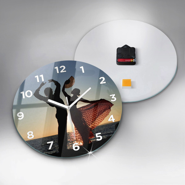 Round glass wall clock Spanish Dance at Sea