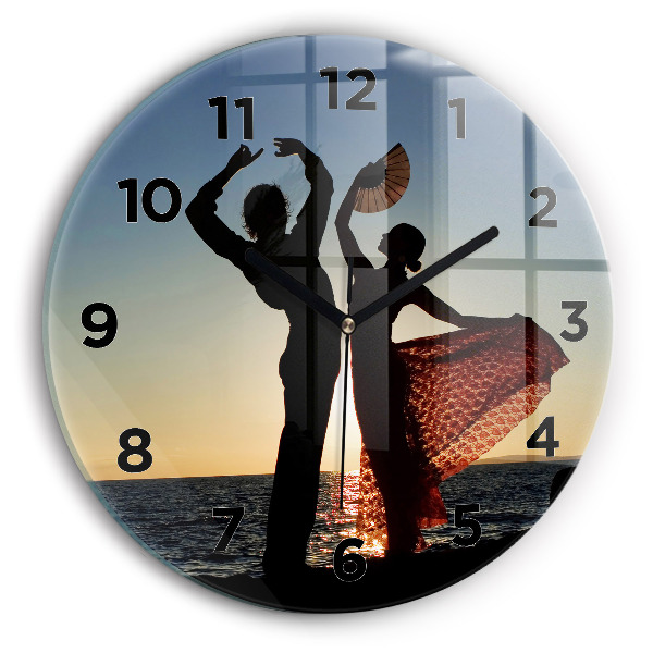 Round glass wall clock Spanish Dance at Sea